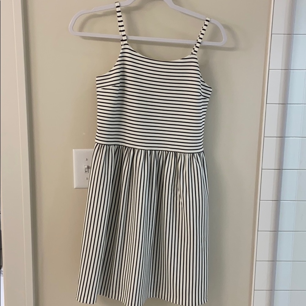 Girls black and white striped dress